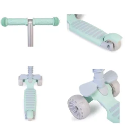 Moni Kinderroller Bubblegum 2 in 1, Höhe einstellbar, Sitz abnehmbar, 3 Räder grün
