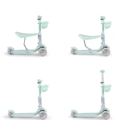 Moni Kinderroller Bubblegum 2 in 1, Höhe einstellbar, Sitz abnehmbar, 3 Räder grün