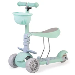 Moni Kinderroller Bubblegum 2 in 1, Höhe einstellbar, Sitz abnehmbar, 3 Räder grün