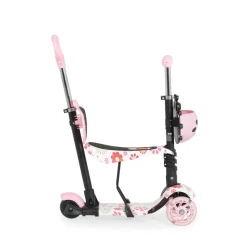 Moni Kinderroller Lollipop 3 in 1 Schiebestange, Sitz, PU-Vorderräder mit LED rosa