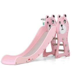 Moni Kinderrutsche Pooh 18024, Basketballkorb, bis 40 kg, 172 cm Rutschlänge rosa