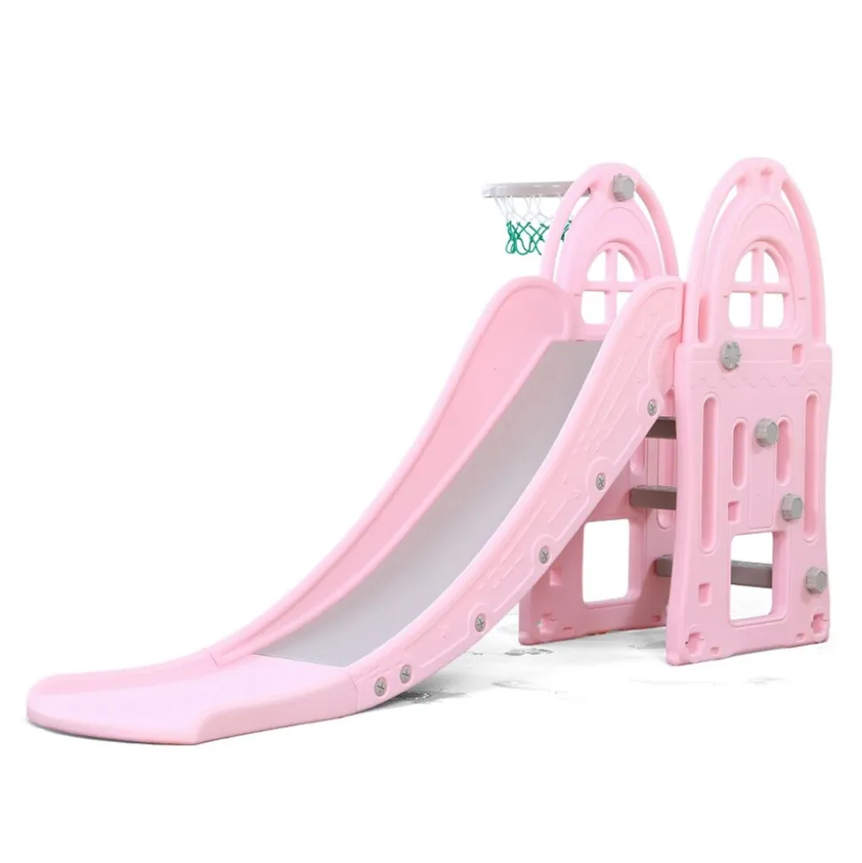 Moni Kinderrutsche Verena 18017, bis 40 kg, Basketballkorb, 172 cm Rutschlänge rosa