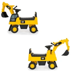 Moni Kinder Rutschfahrzeug Bagger CAT Excavator 662 Schaufel, Staufach, Musik gelb