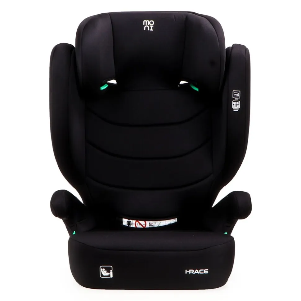 Moni Kindersitz i-Race i-Size 100-150 cm Isofix Rückenlehne abnehmbar Kopfstütze schwarz