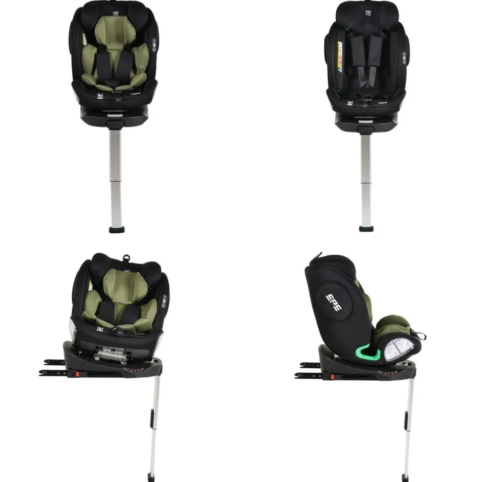 Moni Kindersitz Legend i-Size (40-150cm) Isofix 360 Grad-Drehung Stützbein SPS grün