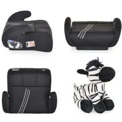 Moni Kindersitz Sitzerhöhung Dakar i-Size (125-150cm) Gruppe 3, Kuscheltier schwarz