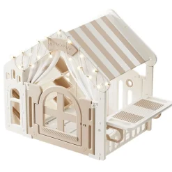 Moni Kinderspielhaus multifunktional Matte Aufbewahrungsboxen Tisch Lichter beige