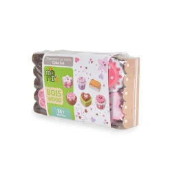 Moni Kinder Spielzeug Kuchenset Torten Holz 6-teiliges, verschiedene Formen bunt