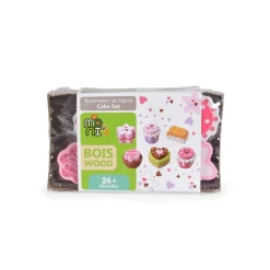 Moni Kinder Spielzeug Kuchenset Torten Holz 6-teiliges, verschiedene Formen bunt