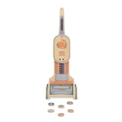 Moni Kinder-Spielzeug Staubsauger W10D888 Holz, Spiel-Schmutz, Räder, ab 3 Jahre orange