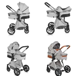 Moni Kinderwagen Alma Sportsitz Tragetasche umbaubar Wickeltasche Sitz umkehrbar hellgrau
