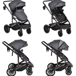 Moni Kombikinderwagen 3 in 1 all Road umbaubar Babyschale Sportsitz Tragetasche grau