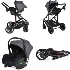 Moni Kombikinderwagen 3 in 1 all Road umbaubar Babyschale Sportsitz Tragetasche grau