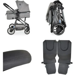 Moni Kombikinderwagen 2 in 1 Giselle umbaubar Korb klappbar 5-Punkt-Gurt 22 kg grau