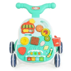 Moni Lauflernwagen 2 in 1 Korb, Musikfunktion, Spieltisch, Bälle, Spielcenter türkis