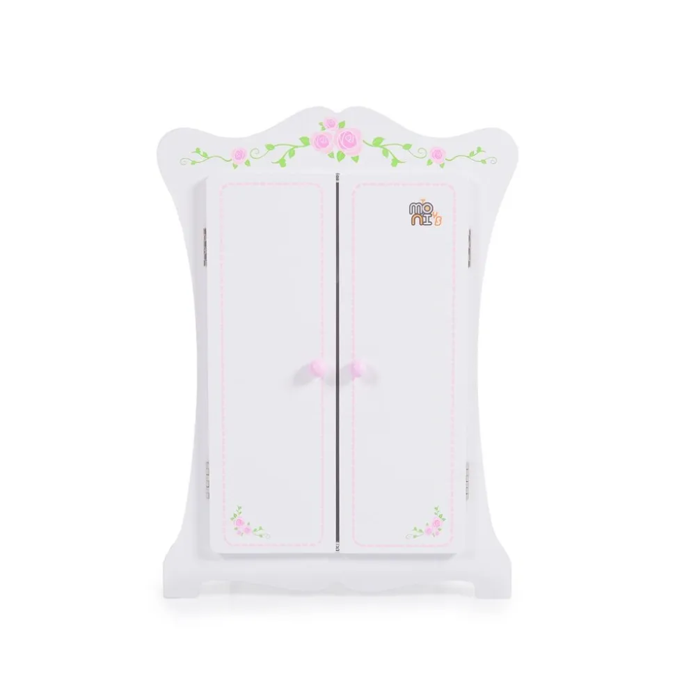 Moni Puppenkleiderschrank PH12B011, Holz, Maße 42,5 x 22 x 57 cm, 3 Kleiderbügel weiß