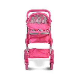 Moni Puppenwagen, Puppenbuggy Vicky 9620, Tasche, Schiebegriff höhenverstellbar pink