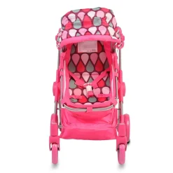 Moni Puppenwagen, Puppenbuggy Vicky 9620, Tasche, Schiebegriff höhenverstellbar pink