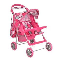 Moni Puppenwagen 9617, Schiebehöhe 50 cm, mit Sonnendach und Sicherheitsgurt