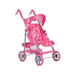 Moni Puppenwagen Stars 9351 faltbar, Rückenlehne und Schiebegriffe verstellbar pink
