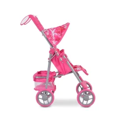 Moni Puppenwagen Stars 9351 faltbar, Rückenlehne und Schiebegriffe verstellbar pink