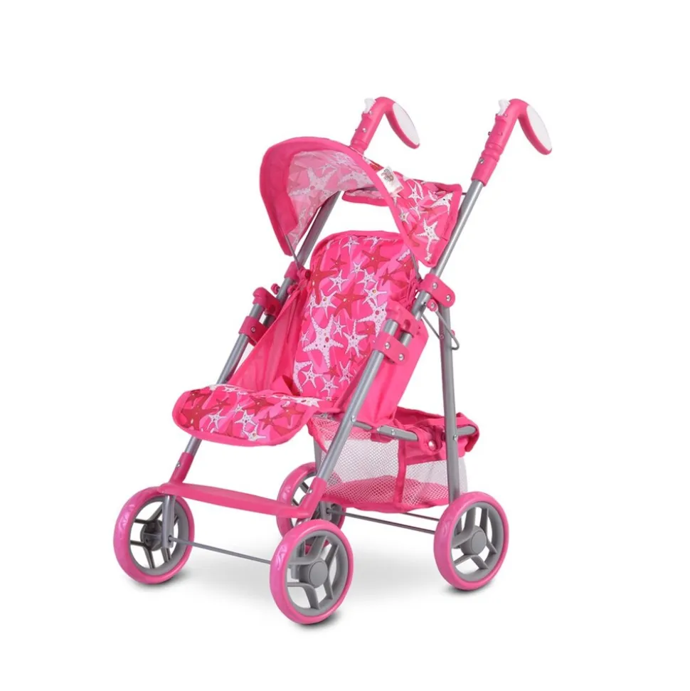 Moni Puppenwagen Stars 9351 faltbar, Rückenlehne und Schiebegriffe verstellbar pink