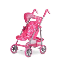 Moni Puppenwagen Stars 9351 faltbar, Rückenlehne und Schiebegriffe verstellbar pink