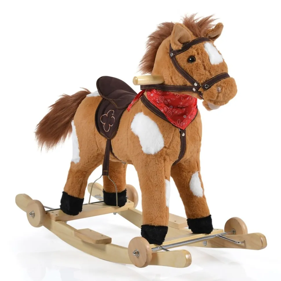 Moni Schaukelpferd Plüsch Thunder WJ-302, Sound, Kufen, Rollen, bis 50 kg braun