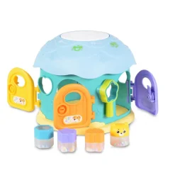 Moni Sortierspiel Steckspiel Pilzhaus Musik Licht Formsortierspiel 4 Formen blau