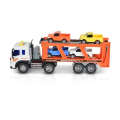 Moni Spielzeug Autotransporter WY572A, Soundfunktion, 1:16, Ladefläche, 4 Autos orange