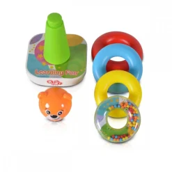 Moni Stapelturm 35785 Bär und Ringe, lustiger Stapelspaß, bunte Stapelpyramide