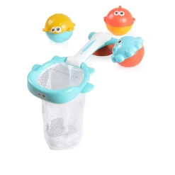 Moni Wasserspielzeug Korb HE0262, 4-teilig, Badespielzeug, 1 Korb, 5 Tierbälle blau