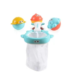 Moni Wasserspielzeug Korb HE0262, 4-teilig, Badespielzeug, 1 Korb, 5 Tierbälle blau