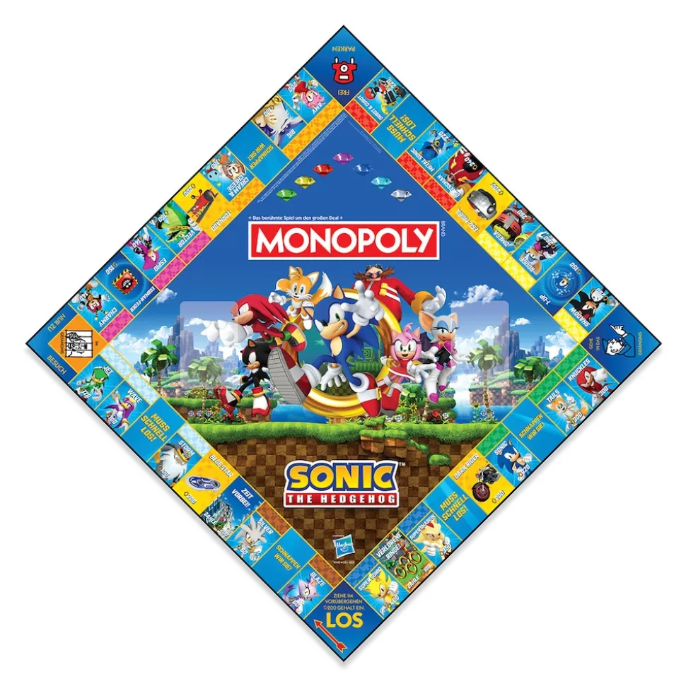 Monopoly - Sonic + 6 EXTRA Spielfiguren Gesellschaftsspiel Brettspiel Spiel