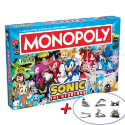 Monopoly - Sonic + 6 EXTRA Spielfiguren Gesellschaftsspiel Brettspiel Spiel