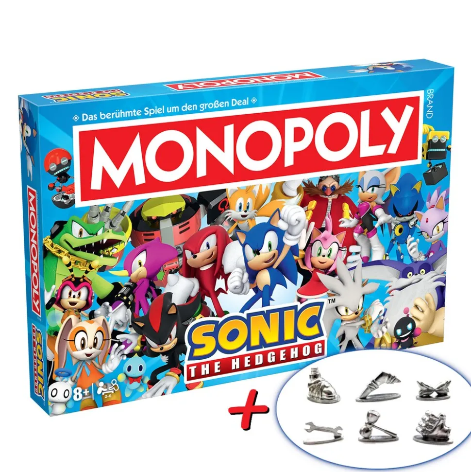 Monopoly - Sonic + 6 EXTRA Spielfiguren Gesellschaftsspiel Brettspiel Spiel