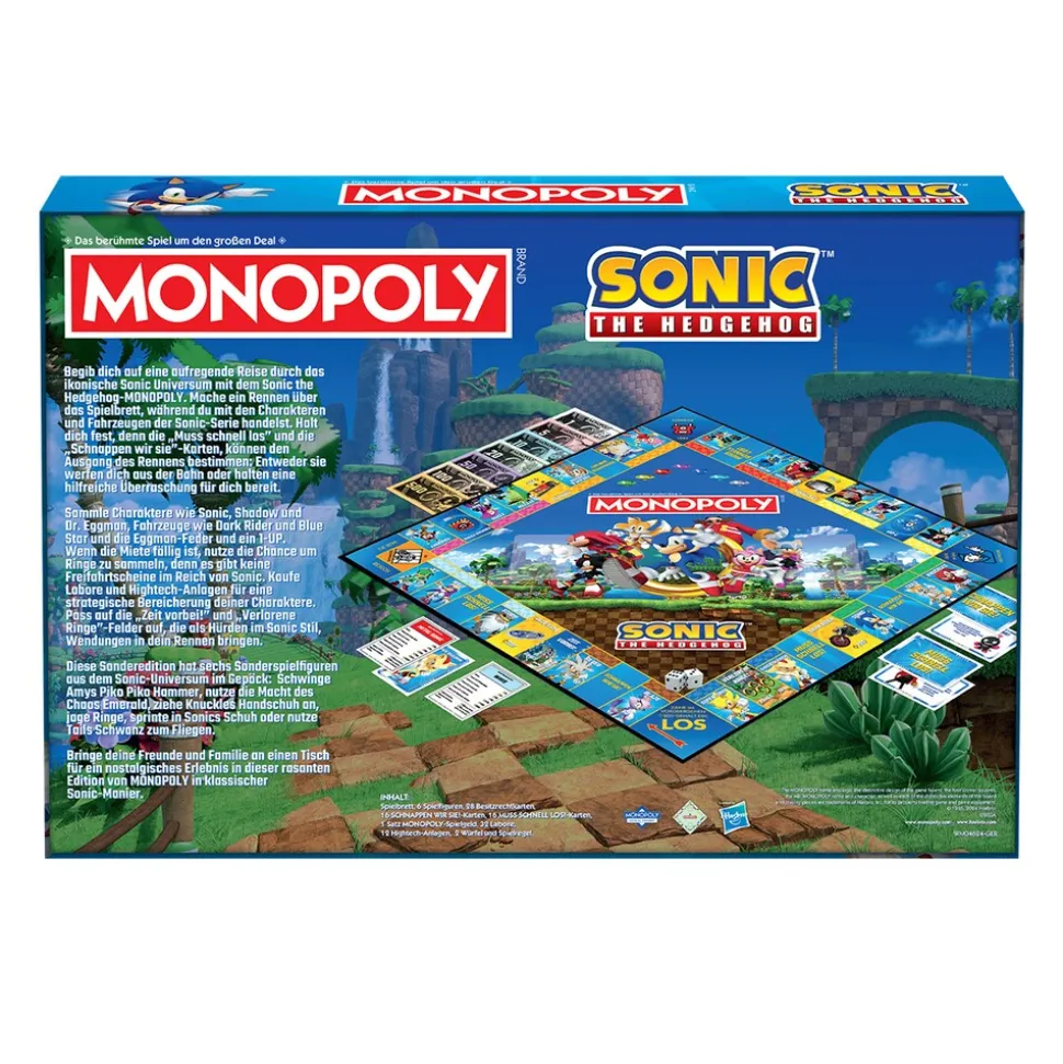 Monopoly - Sonic + 6 EXTRA Spielfiguren Gesellschaftsspiel Brettspiel Spiel