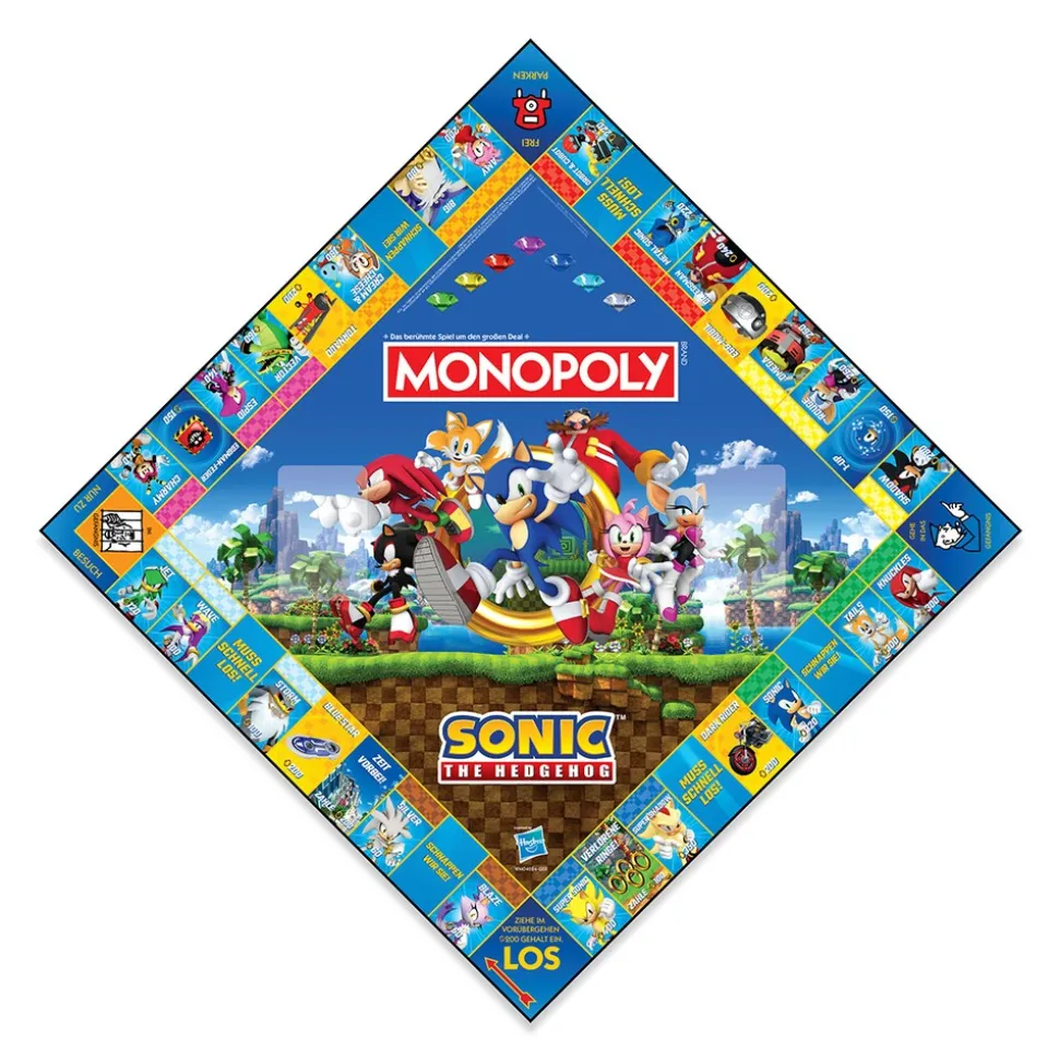 Monopoly - Sonic + 6 EXTRA Spielfiguren Gesellschaftsspiel Brettspiel Spiel