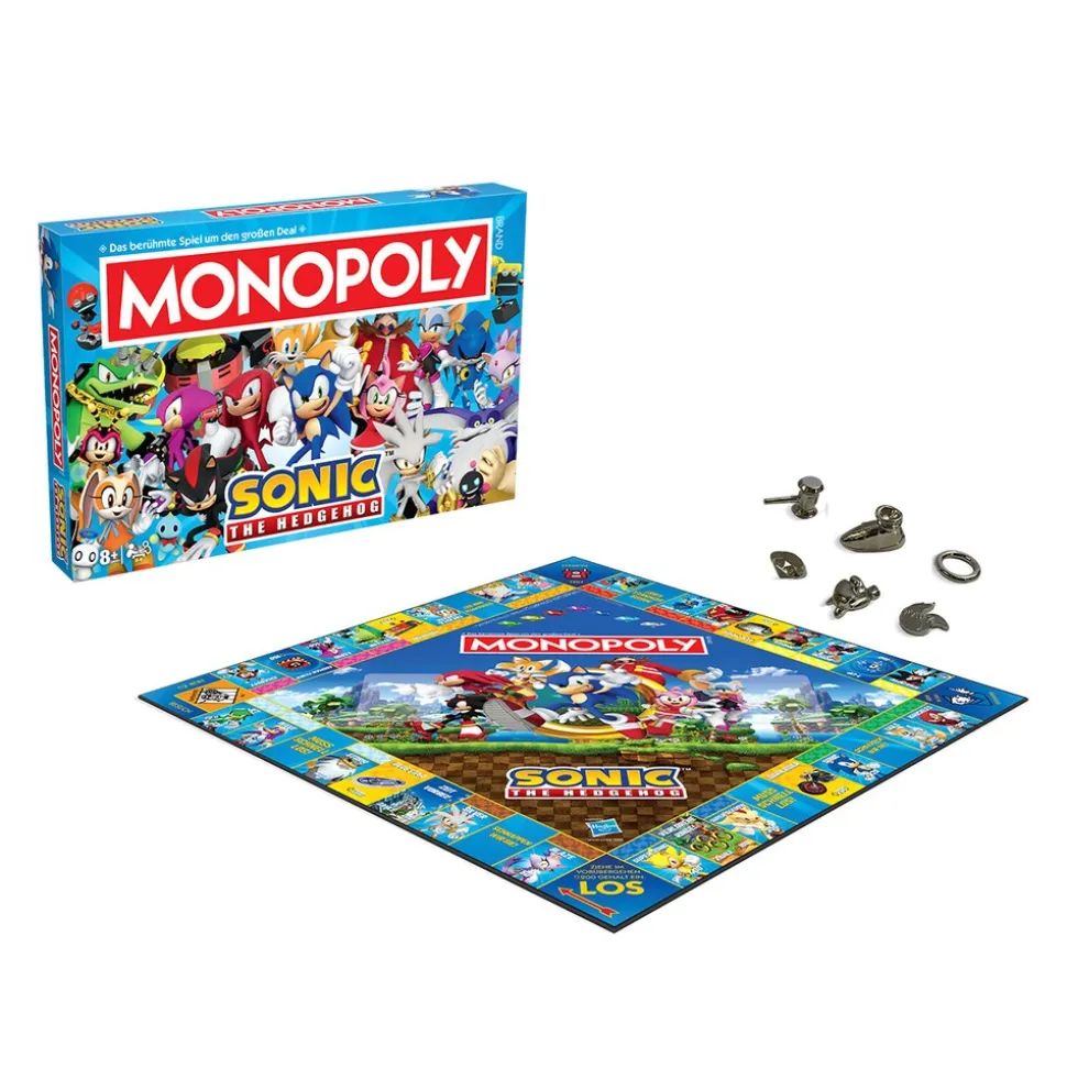 Monopoly - Sonic + 6 EXTRA Spielfiguren Gesellschaftsspiel Brettspiel Spiel