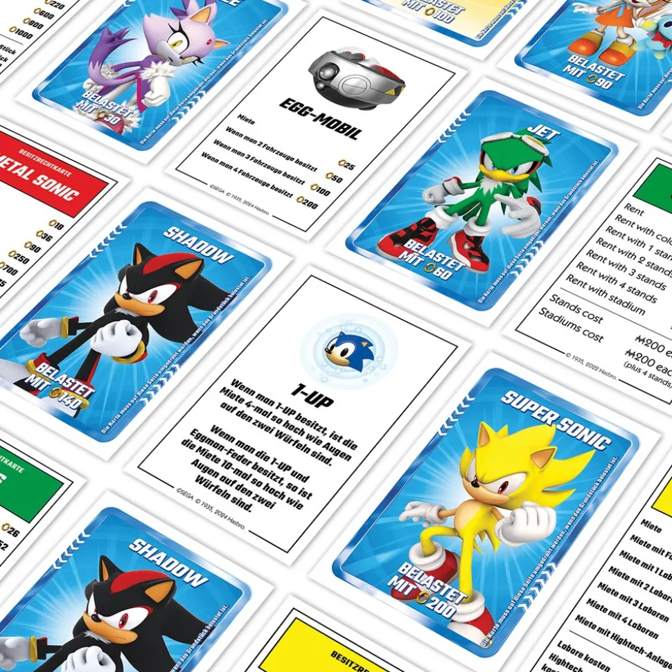 Monopoly - Sonic + 6 EXTRA Spielfiguren Gesellschaftsspiel Brettspiel Spiel