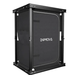 24MOVE® Campingküche BERGAMO faltbar, Aluminium Reiseküche mit Arbeitsplatte, Staufächern & stabilem Gestell für Camping