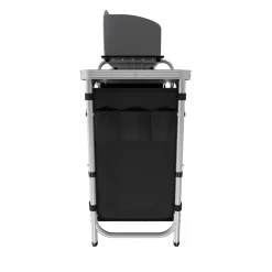 24MOVE® Campingküche CAMPO faltbar, Alu Outdoorküche mit Arbeitsplatte und Staufächern inkl. Windschutz und Tragetasche