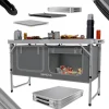 24MOVE® Campingküche PRAIA faltbar, Alu Outdoorküche mit Arbeitsplatte und Staufächern, höhenverstellbar
