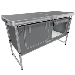 24MOVE® Campingküche PRAIA faltbar, Alu Outdoorküche mit Arbeitsplatte und Staufächern, höhenverstellbar