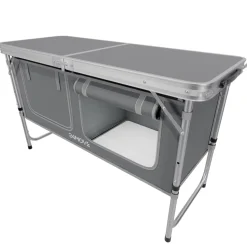 24MOVE® Campingküche PRAIA faltbar, Alu Outdoorküche mit Arbeitsplatte und Staufächern, höhenverstellbar