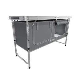 24MOVE® Campingküche PRAIA faltbar, Alu Outdoorküche mit Arbeitsplatte und Staufächern, höhenverstellbar