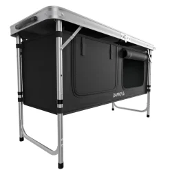 24MOVE® Campingküche PRAIA faltbar, höhenverstellbarer Campingschrank Alu Reiseküche mit Arbeitsplatte und Staufächern, Outdoor Camping, tragbar
