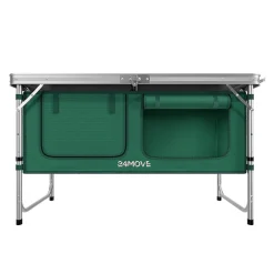 24MOVE® Campingküche PRAIA faltbar, Alu Outdoorküche mit Arbeitsplatte und Staufächern, höhenverstellbar