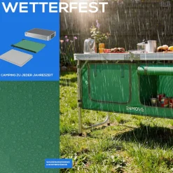 24MOVE® Campingküche PRAIA faltbar, Alu Outdoorküche mit Arbeitsplatte und Staufächern, höhenverstellbar