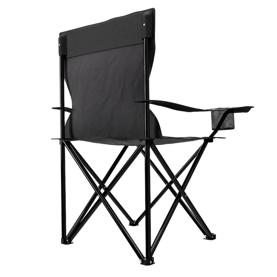 24MOVE® Campingstuhl Faltstuhl, 2er Set, schwarz, mit Getränkehalter und Tragetasche Outdoor, faltbar max. 100kg, Anglerstuhl, Klappstuhl